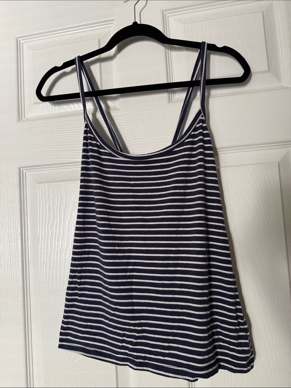 Old Navy Navy and White Striped cross back Strap Camisole